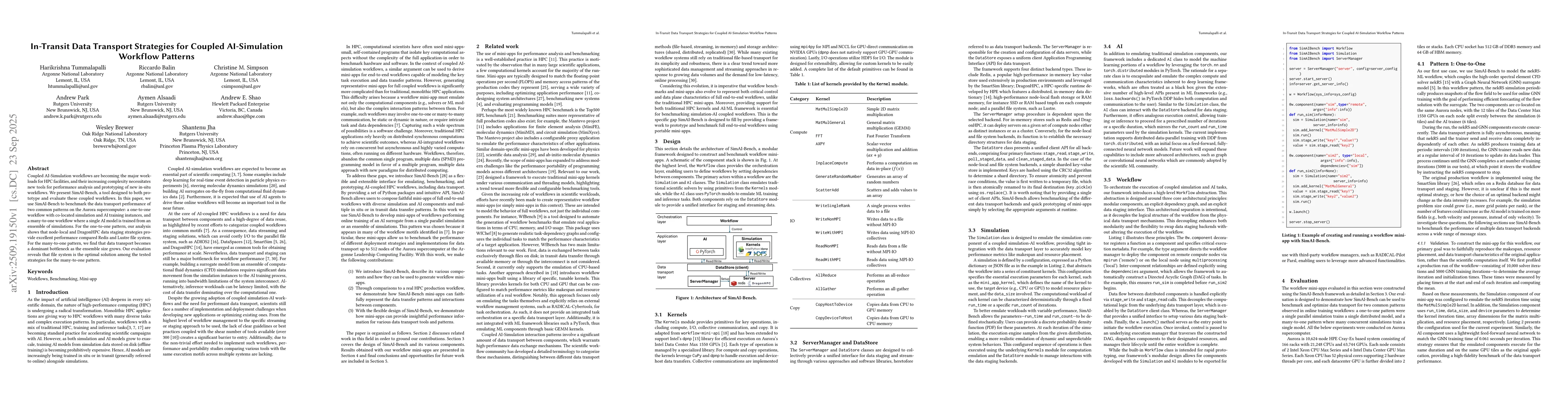 Thumbnail for In-Transit Data Transport Strategies for Coupled AI-Simulation Workflow
  Patterns