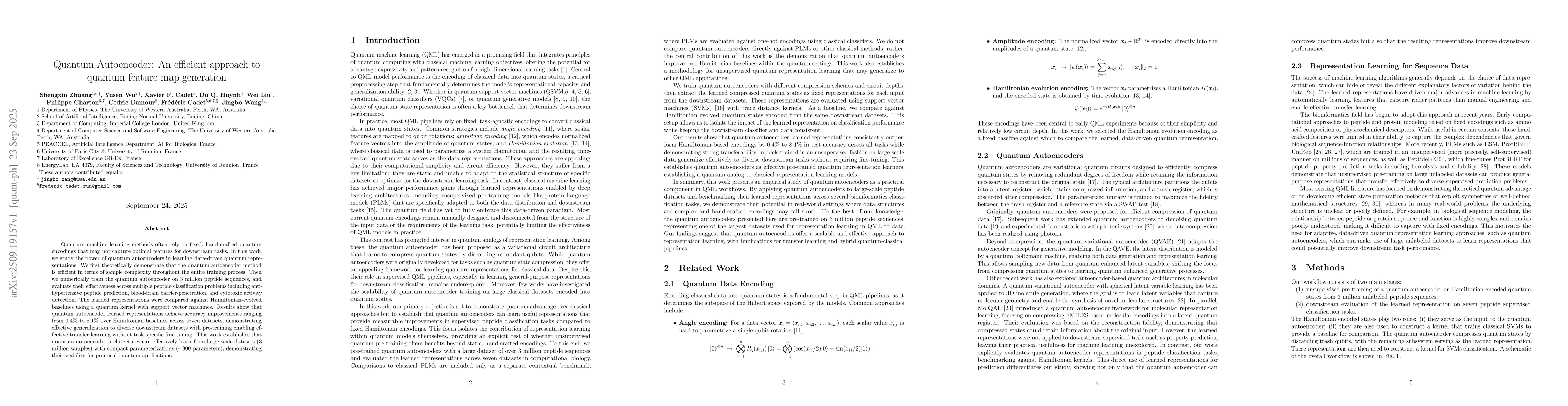 Thumbnail for Quantum Autoencoder: An efficient approach to quantum feature map
  generation