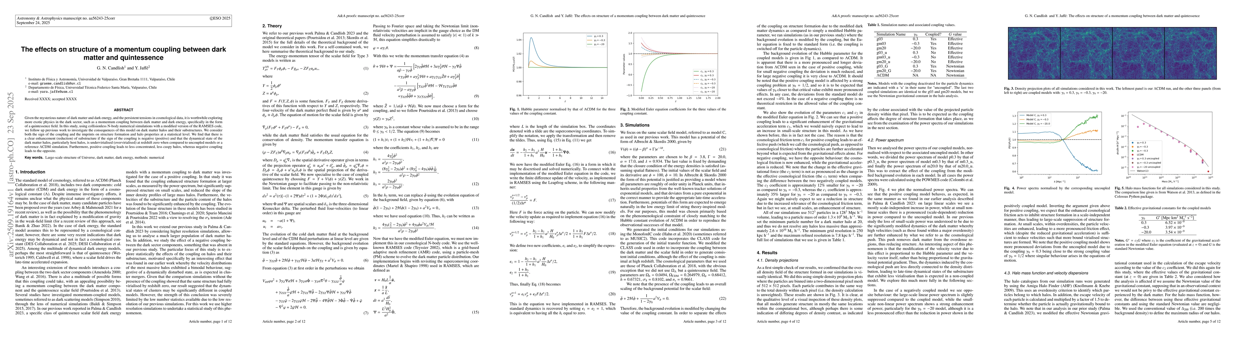 Thumbnail for The effects on structure of a momentum coupling between dark matter and
  quintessence