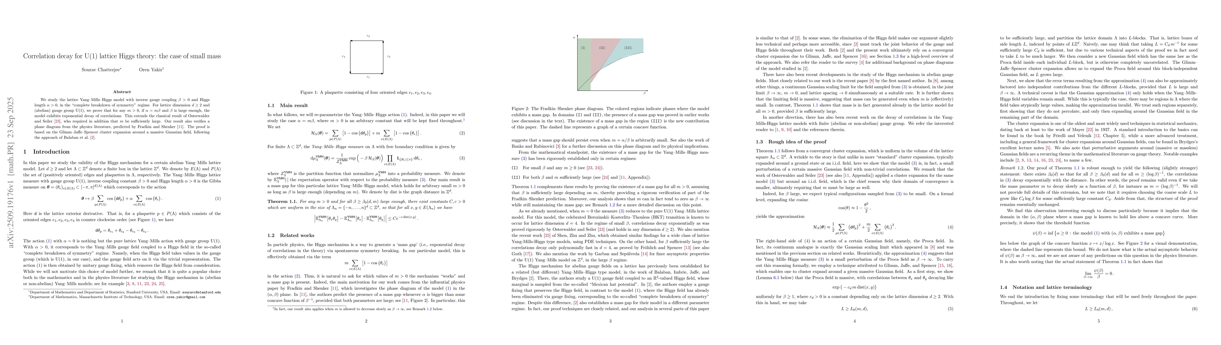 Thumbnail for Correlation decay for U(1) lattice Higgs theory: the case of small mass