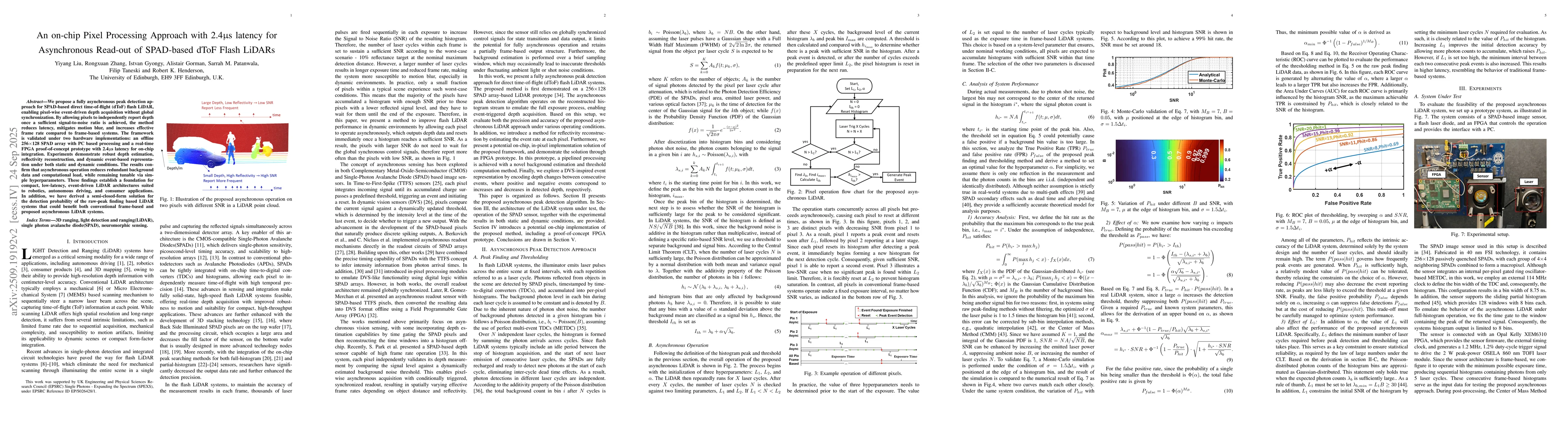 Thumbnail for An on-chip Pixel Processing Approach with 2.4μs latency for
  Asynchronous Read-out of SPAD-based dToF Flash LiDARs