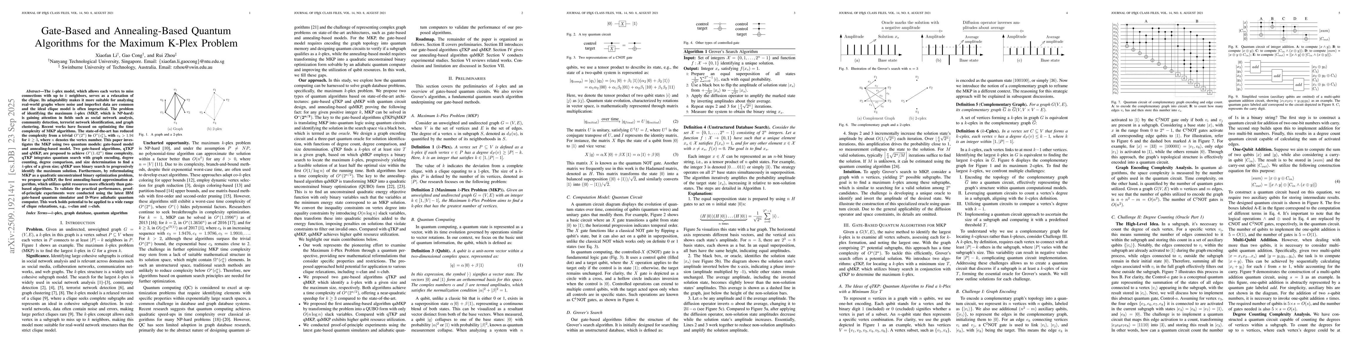 Thumbnail for Gate-Based and Annealing-Based Quantum Algorithms for the Maximum K-Plex
  Problem