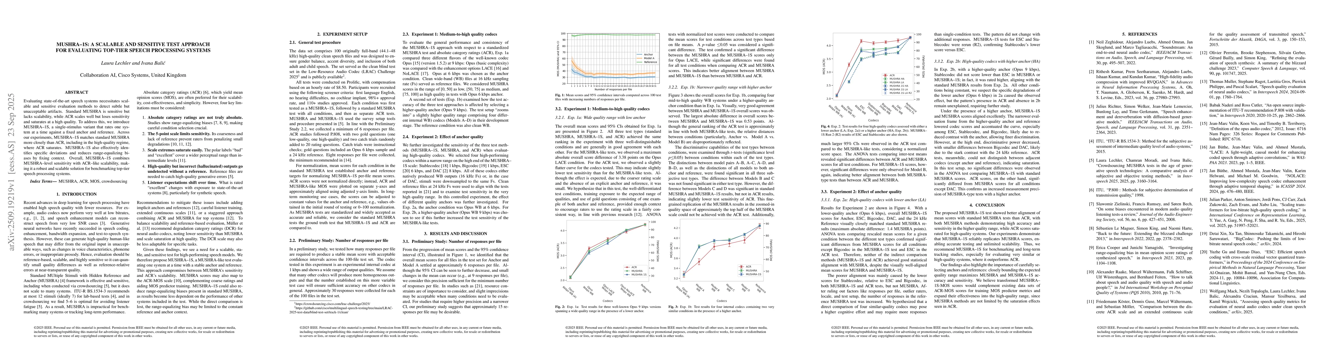 Thumbnail for MUSHRA-1S: A scalable and sensitive test approach for evaluating
  top-tier speech processing systems