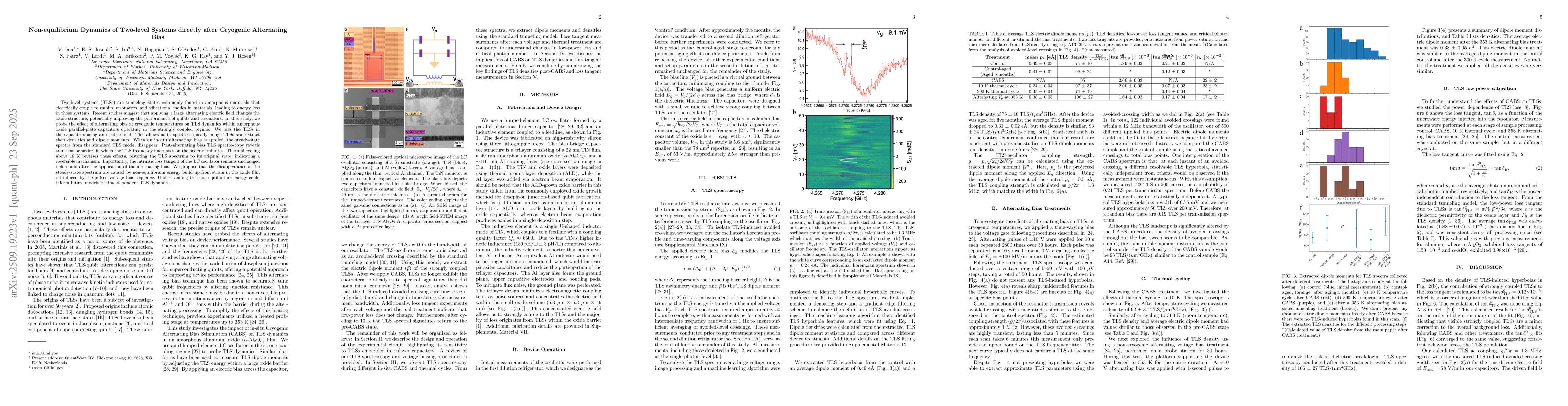 Thumbnail for Non-equilibrium Dynamics of Two-level Systems directly after Cryogenic
  Alternating Bias