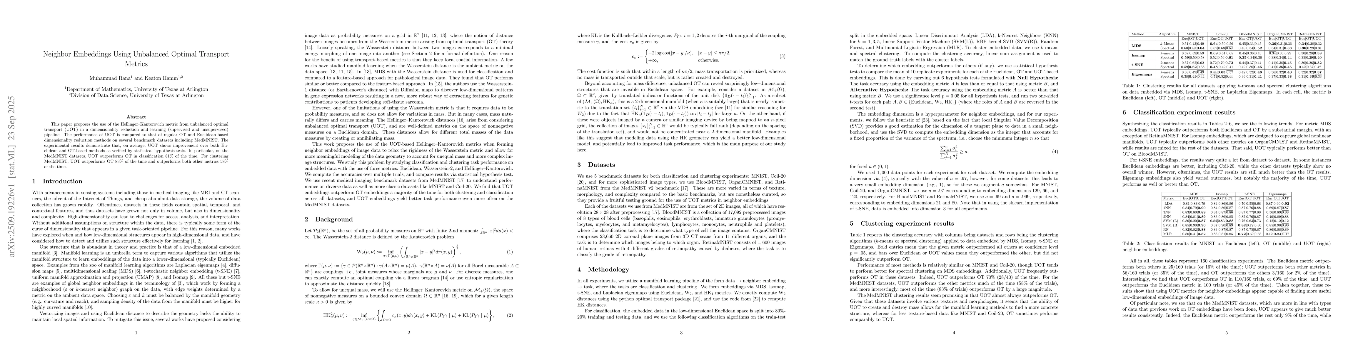 Thumbnail for Neighbor Embeddings Using Unbalanced Optimal Transport Metrics