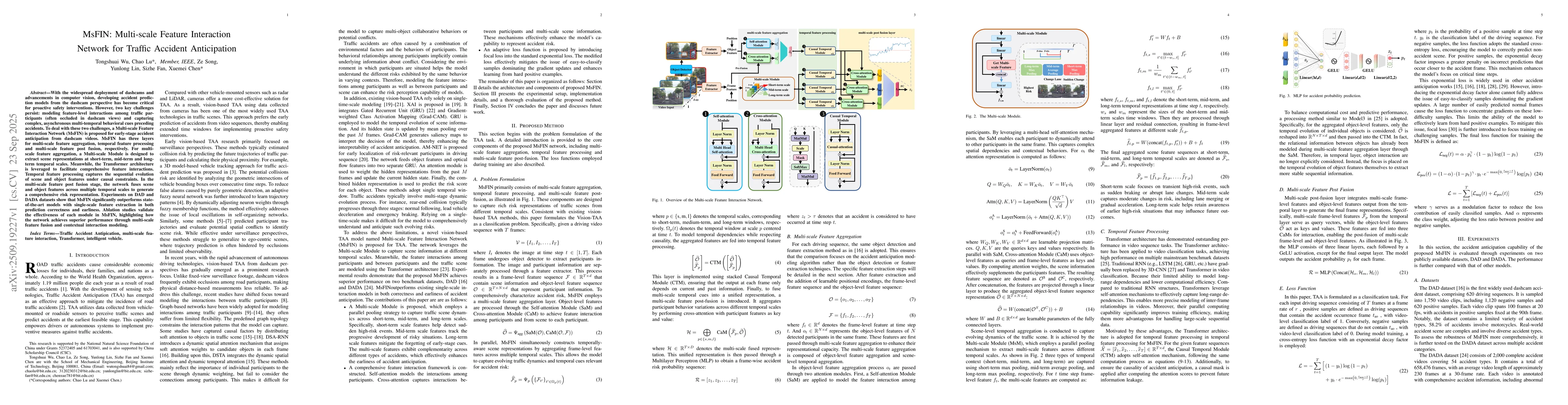 Thumbnail for MsFIN: Multi-scale Feature Interaction Network for Traffic Accident
  Anticipation