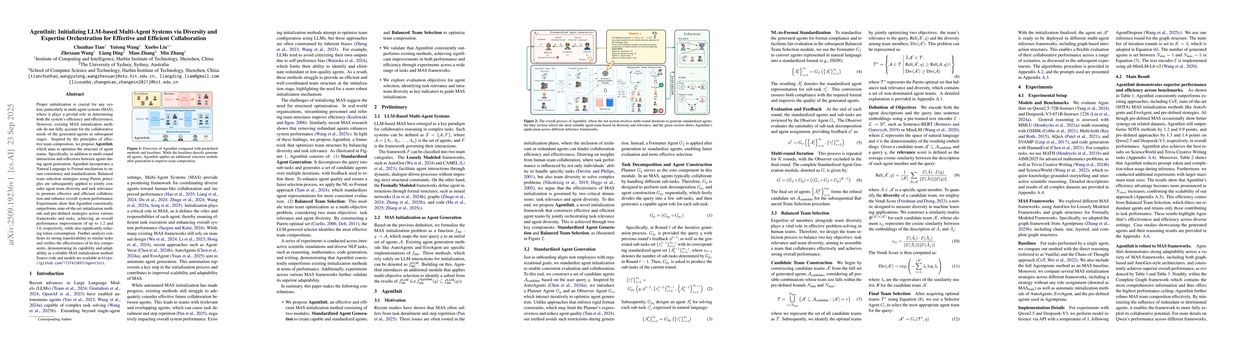 Thumbnail for AgentInit: Initializing LLM-based Multi-Agent Systems via Diversity and
  Expertise Orchestration for Effective and Efficient Collaboration