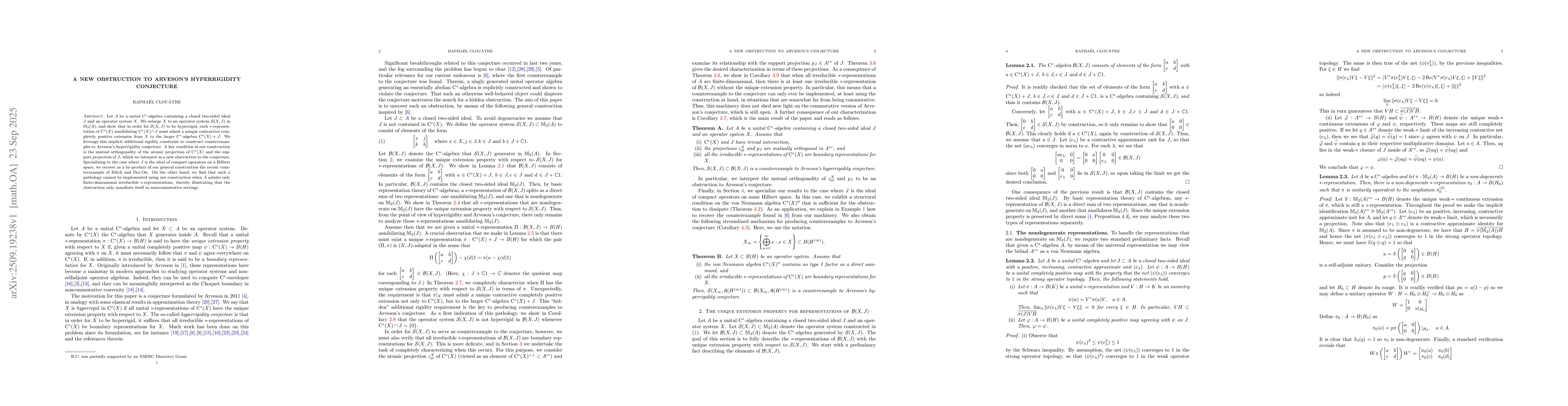 Thumbnail for A new obstruction to Arveson's hyperrigidity conjecture