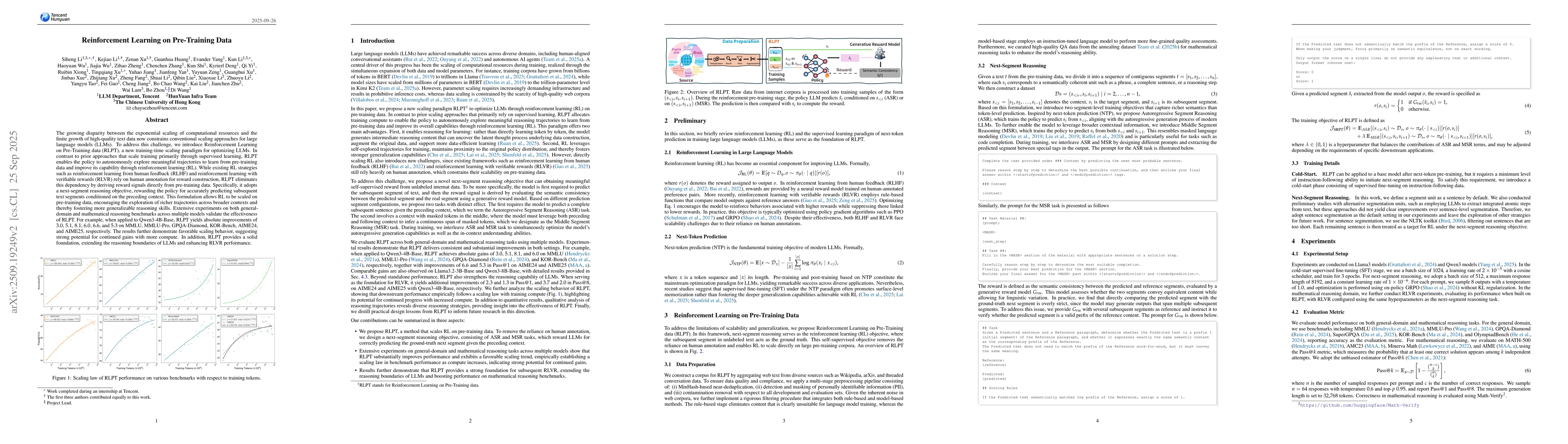 Thumbnail for Reinforcement Learning on Pre-Training Data