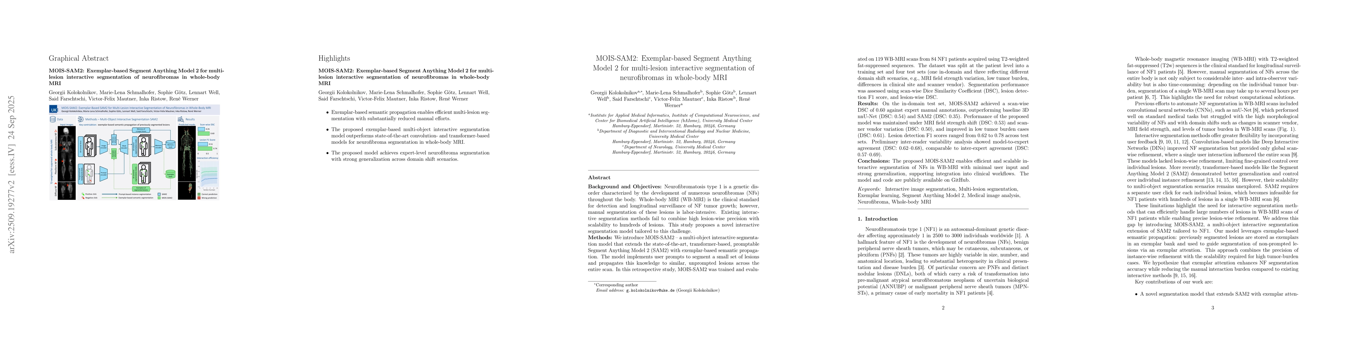 Thumbnail for MOIS-SAM2: Exemplar-based Segment Anything Model 2 for multilesion
  interactive segmentation of neurofibromas in whole-body MRI