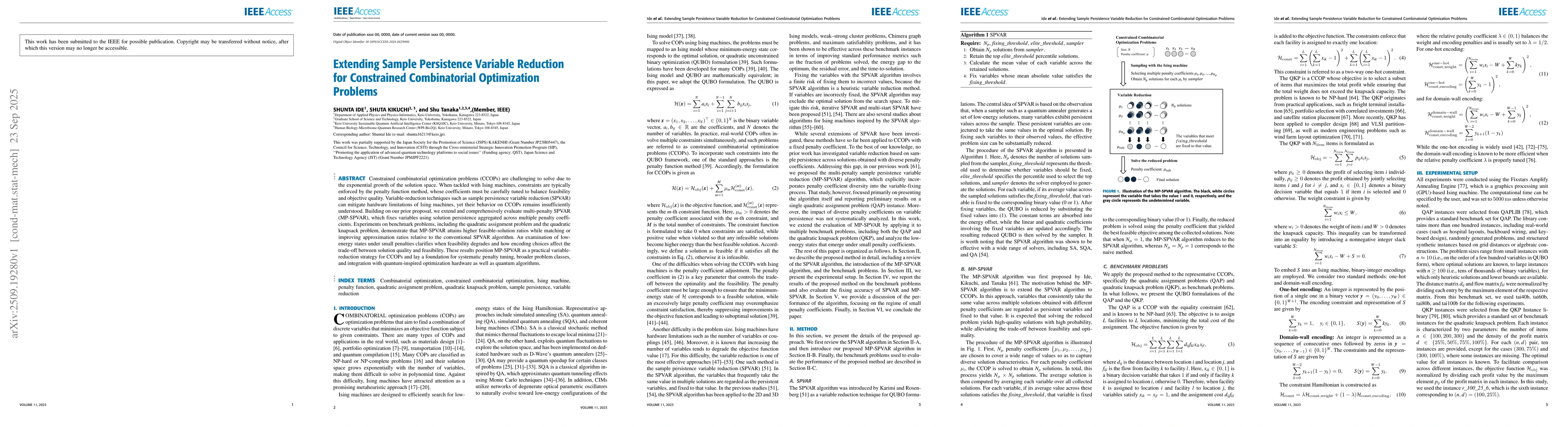 Thumbnail for Extending Sample Persistence Variable Reduction for Constrained
  Combinatorial Optimization Problems