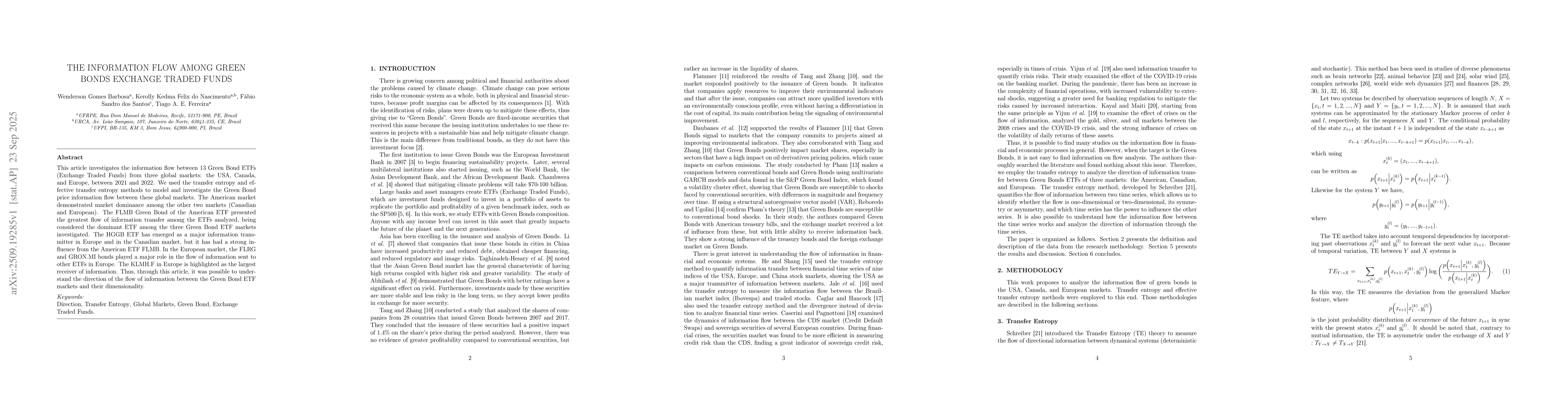 Thumbnail for The information flow among Green Bonds exchange traded funds