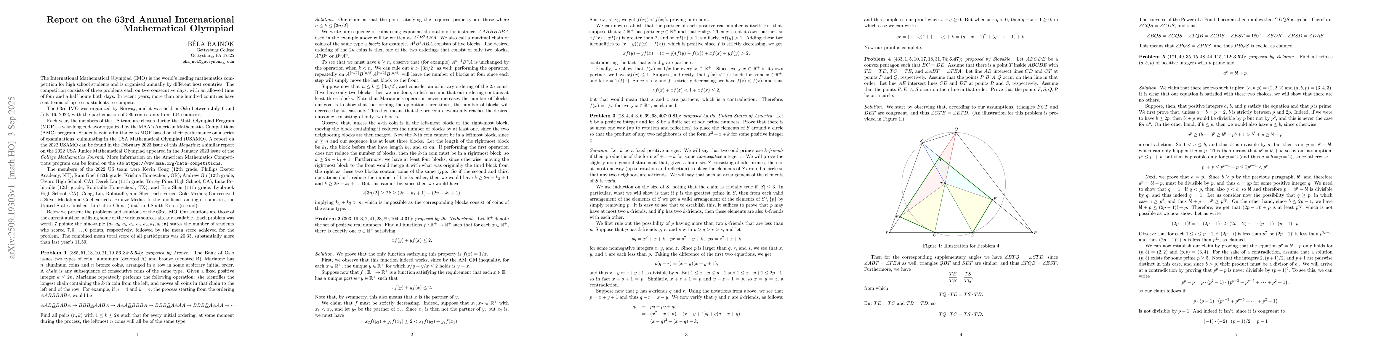 Thumbnail for Report on the 63rd Annual International Mathematical Olympiad
