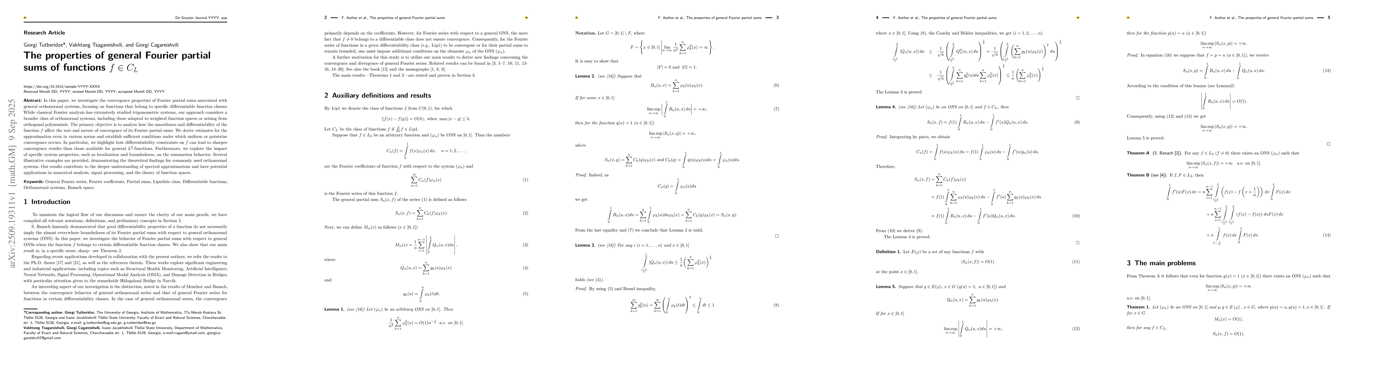 Thumbnail for The properties of general Fourier partial sums of functions $f \in C_L$