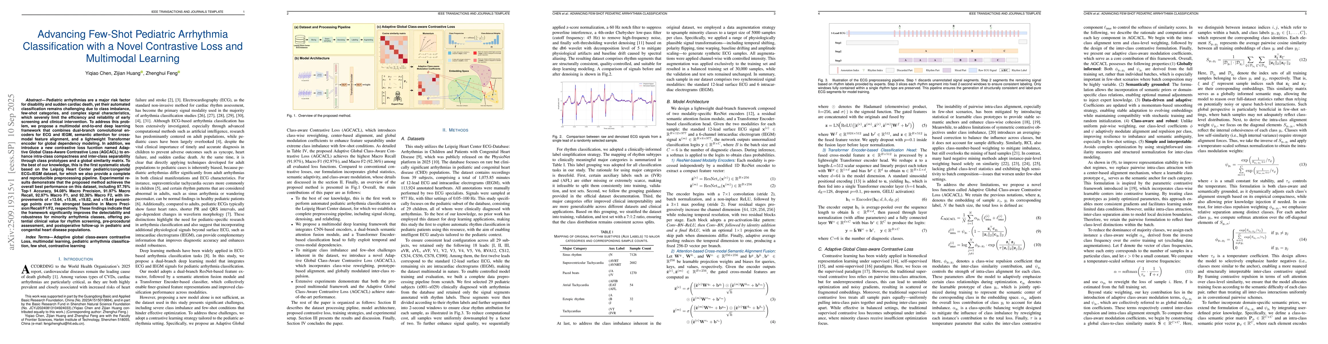 Thumbnail for Advancing Few-Shot Pediatric Arrhythmia Classification with a Novel
  Contrastive Loss and Multimodal Learning