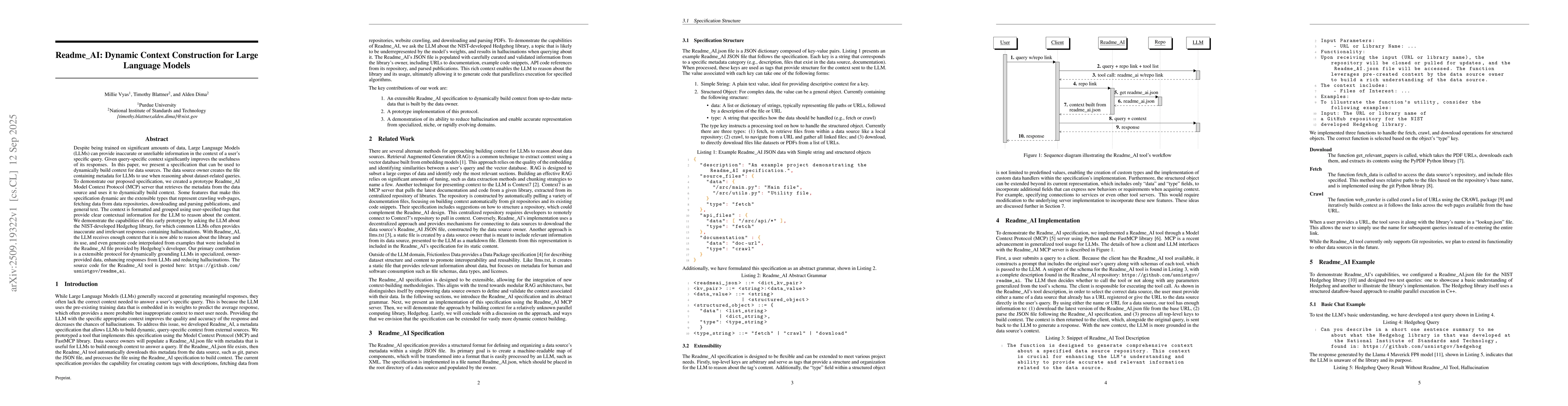 Thumbnail for Readme_AI: Dynamic Context Construction for Large Language Models