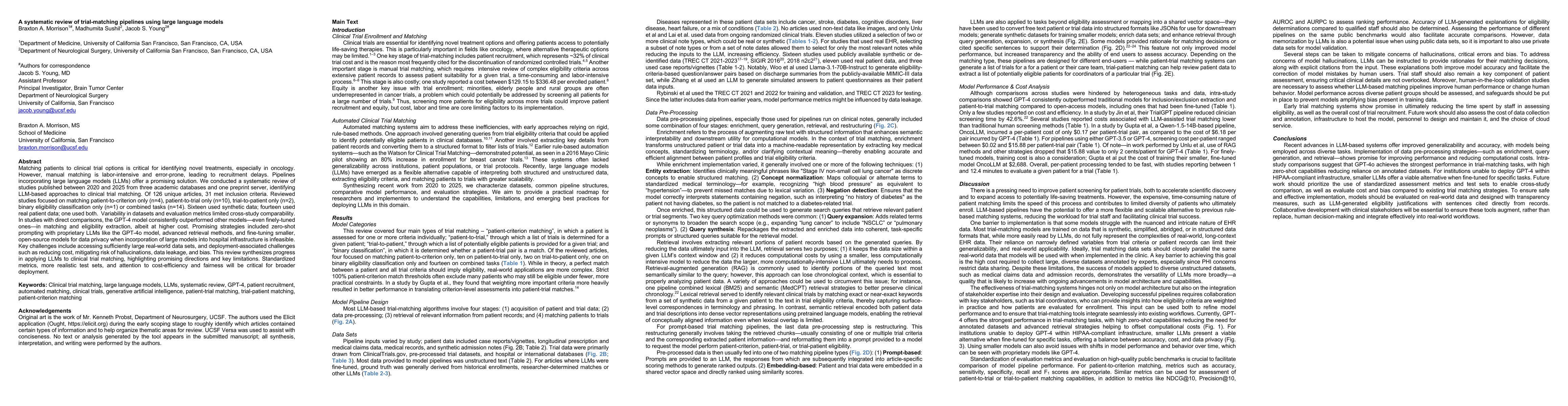 Thumbnail for A systematic review of trial-matching pipelines using large language
  models