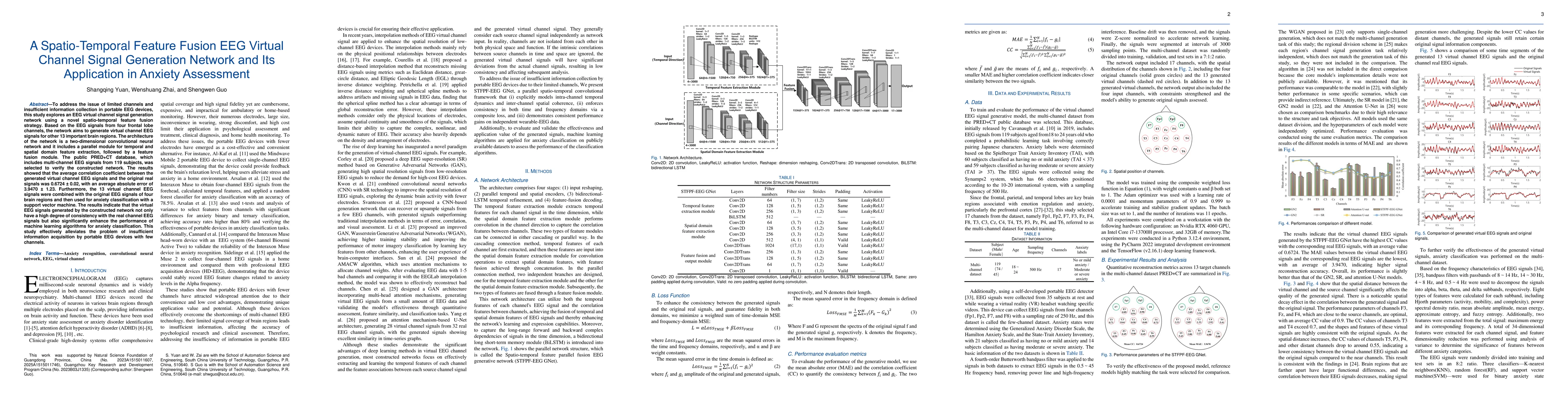 Thumbnail for A Spatio-Temporal Feature Fusion EEG Virtual Channel Signal Generation
  Network and Its Application in Anxiety Assessment