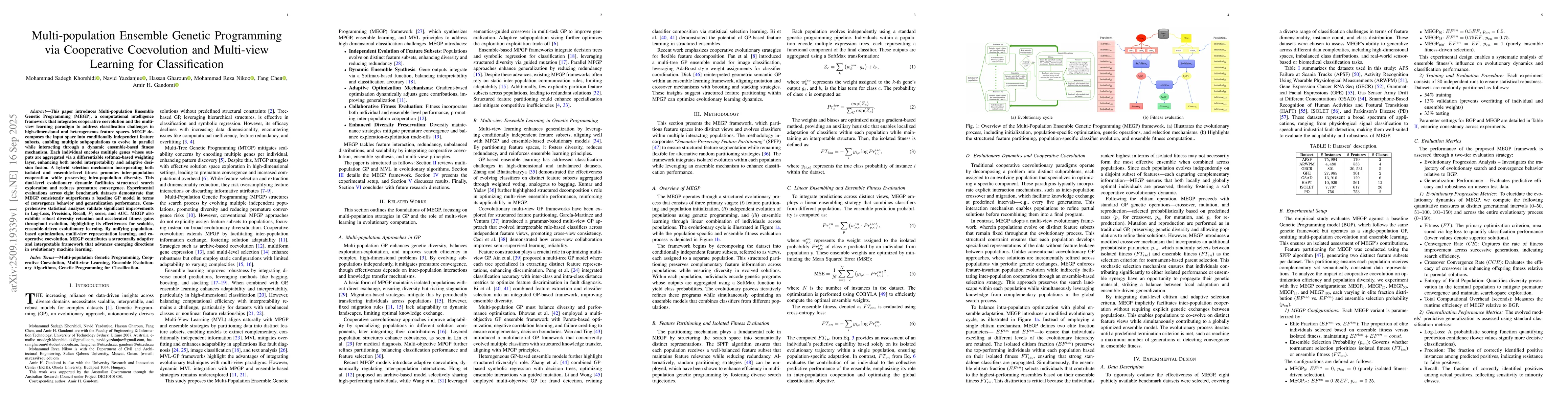 Thumbnail for Multi-population Ensemble Genetic Programming via Cooperative
  Coevolution and Multi-view Learning for Classification