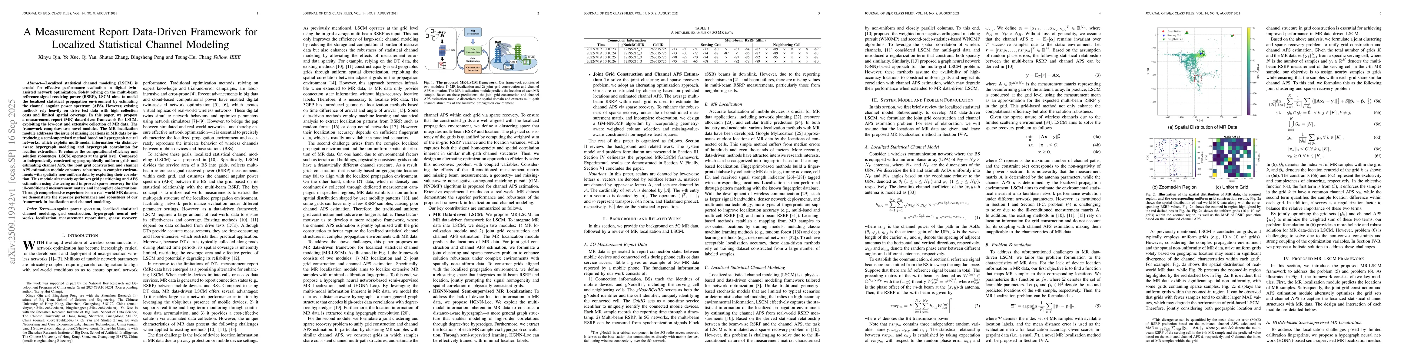 Thumbnail for A Measurement Report Data-Driven Framework for Localized Statistical
  Channel Modeling