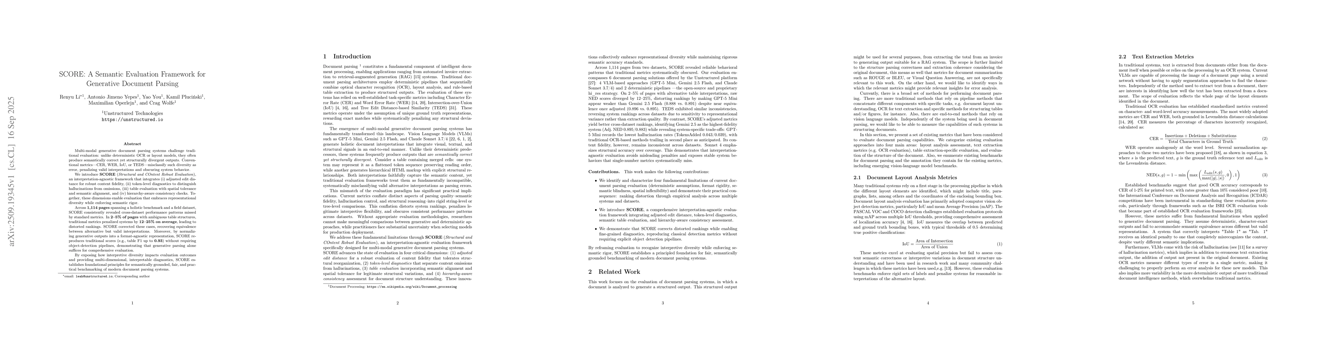 Thumbnail for SCORE: A Semantic Evaluation Framework for Generative Document Parsing