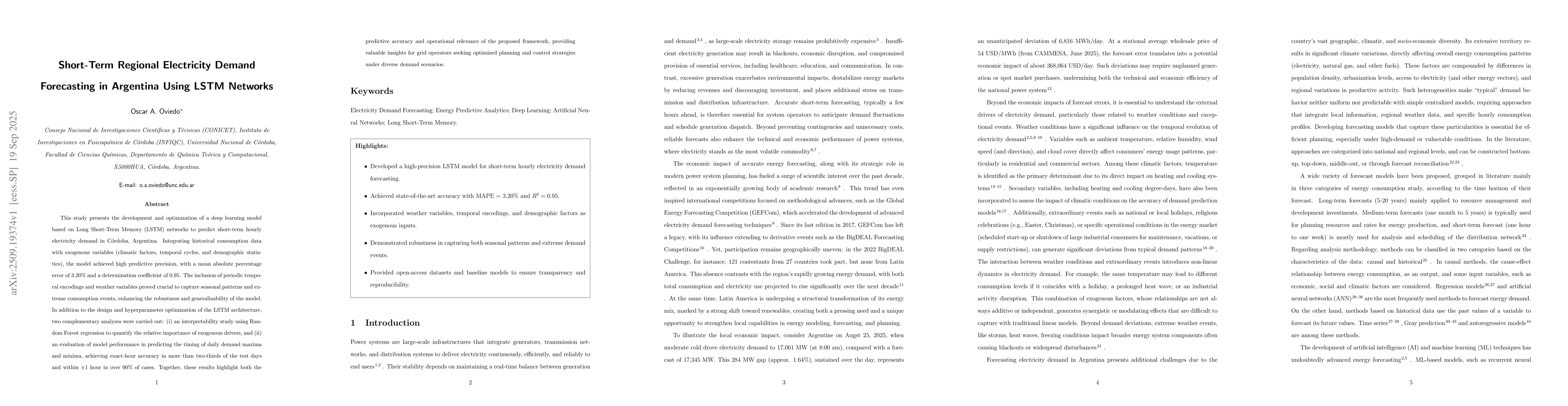 Thumbnail for Short-Term Regional Electricity Demand Forecasting in Argentina Using
  LSTM Networks