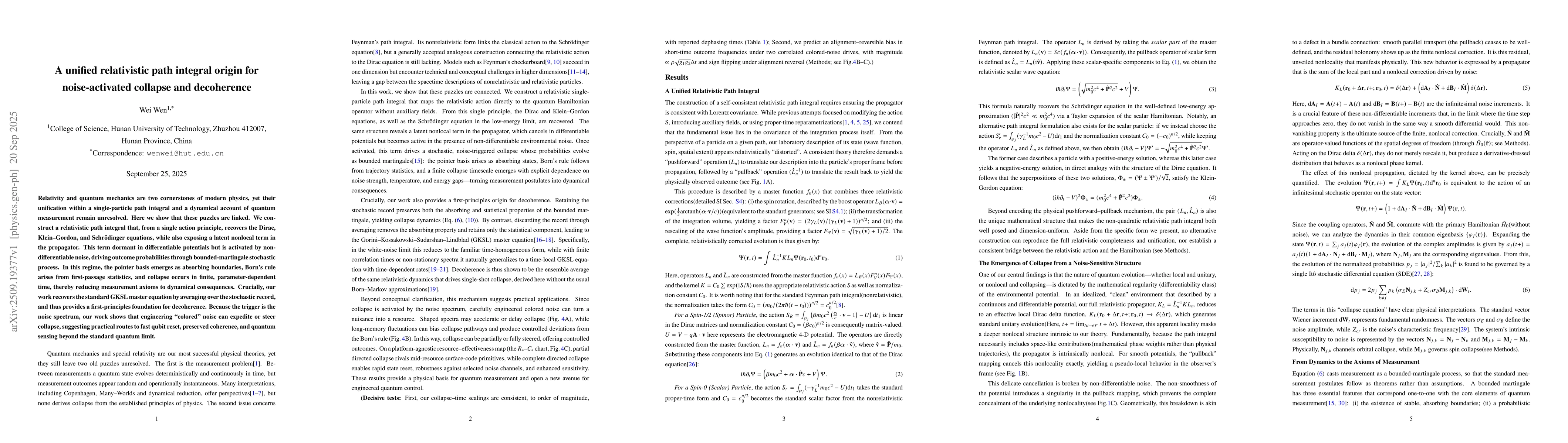 Thumbnail for A unified relativistic path integral origin for noise-activated collapse
  and decoherence