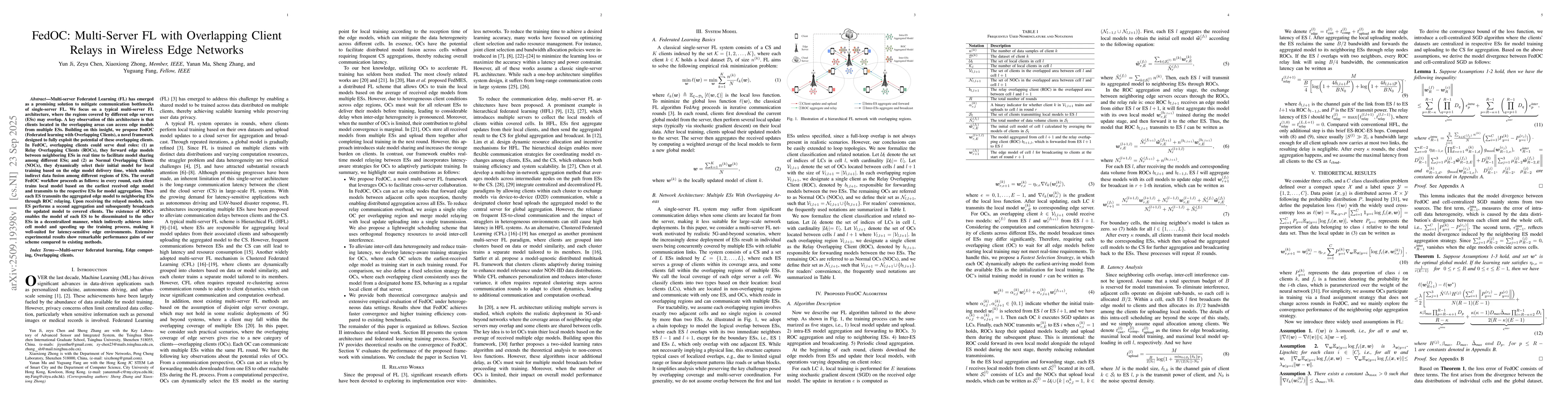 Thumbnail for FedOC: Multi-Server FL with Overlapping Client Relays in Wireless Edge
  Networks