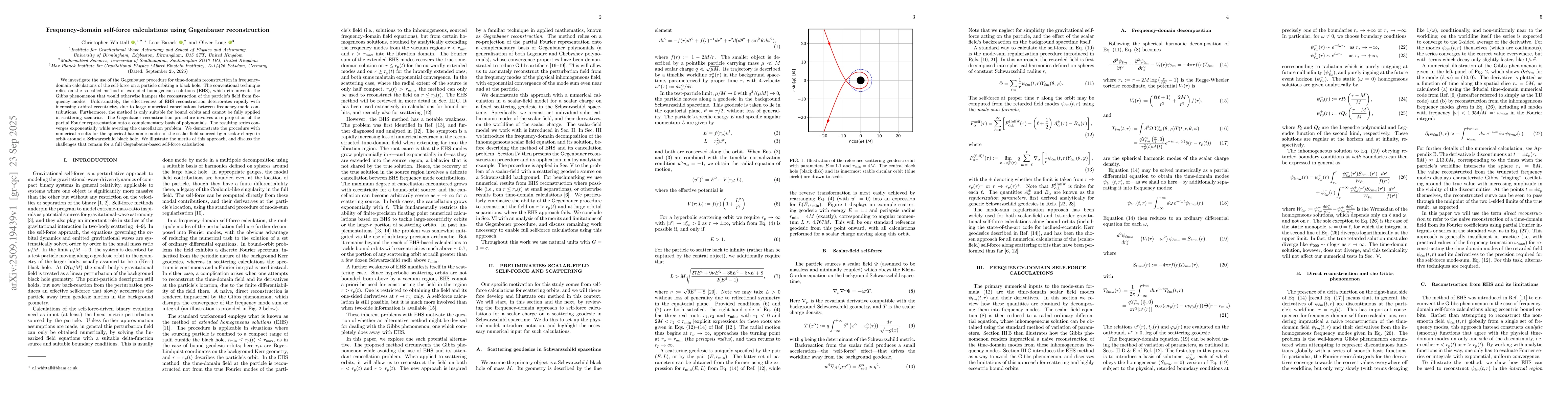 Thumbnail for Frequency-domain self-force calculations using Gegenbauer reconstruction