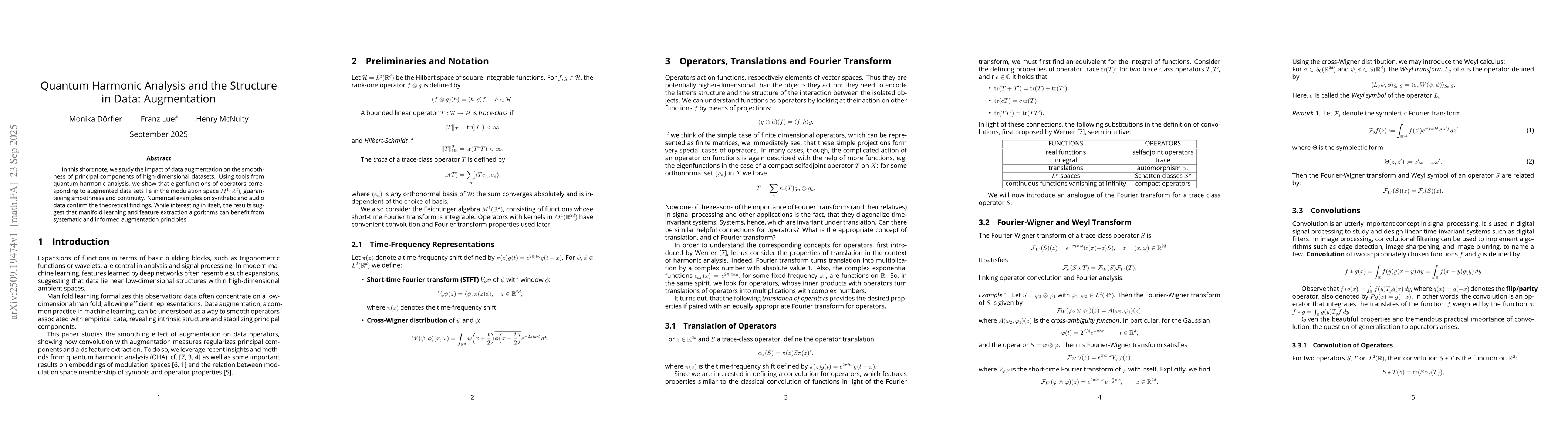 Thumbnail for Quantum Harmonic Analysis and the Structure in Data: Augmentation