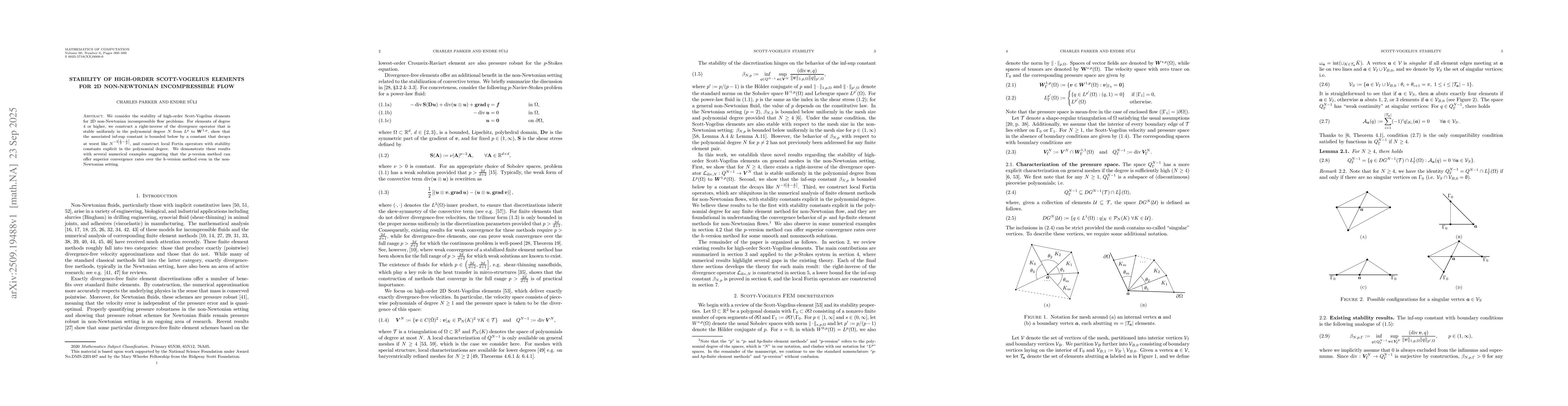 Thumbnail for Stability of high-order Scott-Vogelius elements for 2D non-Newtonian
  incompressible flow