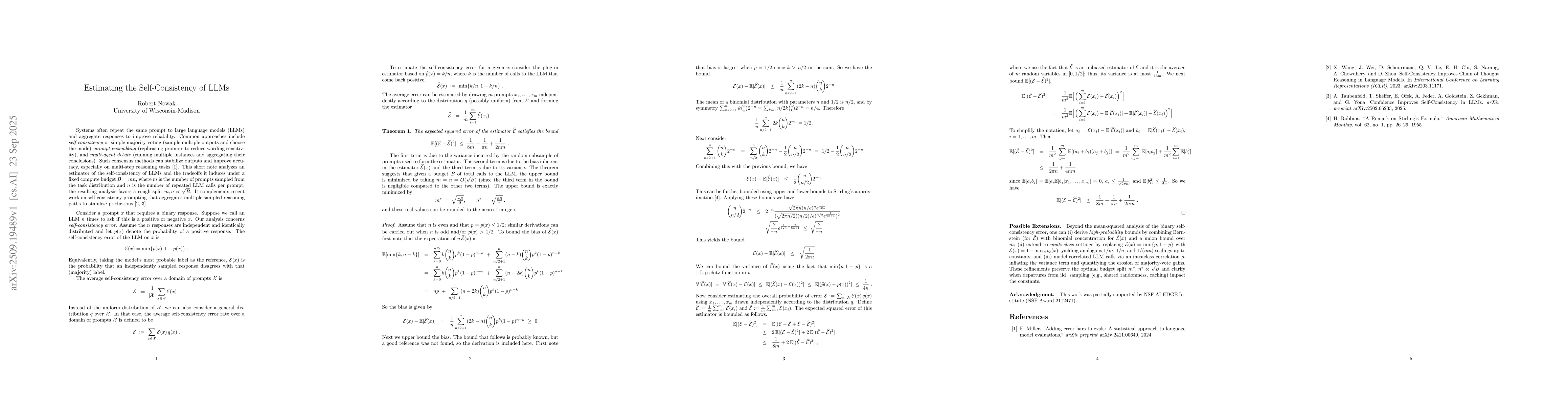 Thumbnail for Estimating the Self-Consistency of LLMs