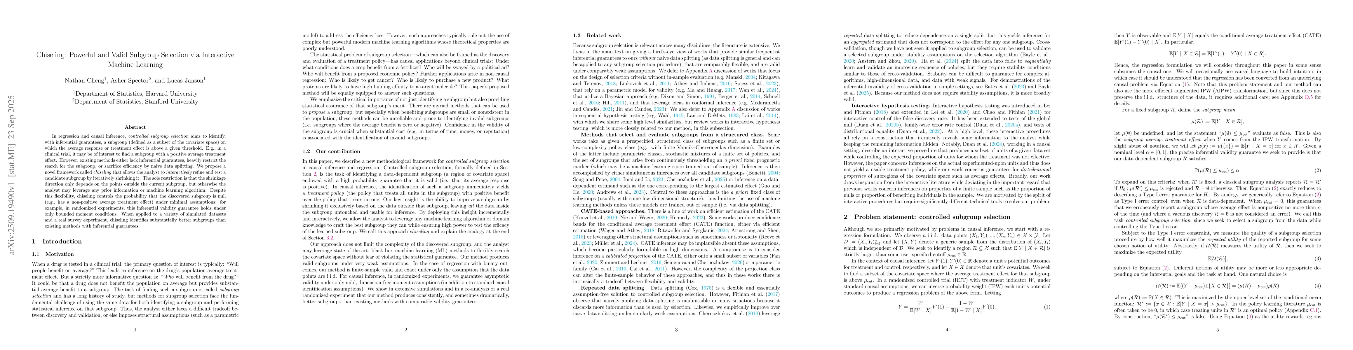 Thumbnail for Chiseling: Powerful and Valid Subgroup Selection via Interactive Machine
  Learning