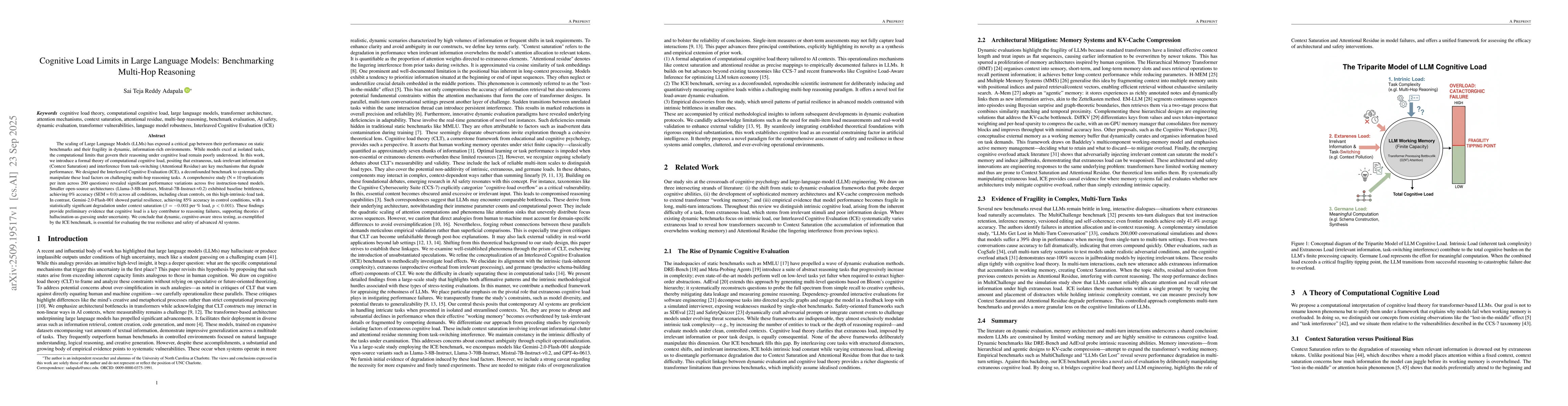 Thumbnail for Cognitive Load Limits in Large Language Models: Benchmarking Multi-Hop
  Reasoning