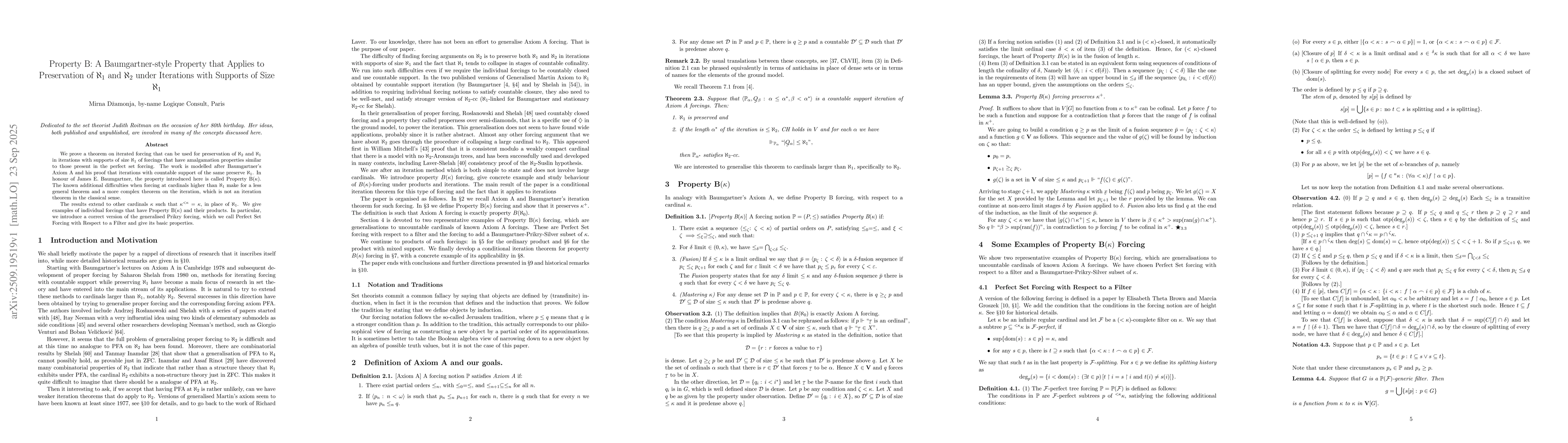 Thumbnail for Property B: A Baumgartner-style Property that Applies to Preservation of
  $\aleph_1$ and $\aleph_2$ under Iterations with Supports of Size $\aleph_1$