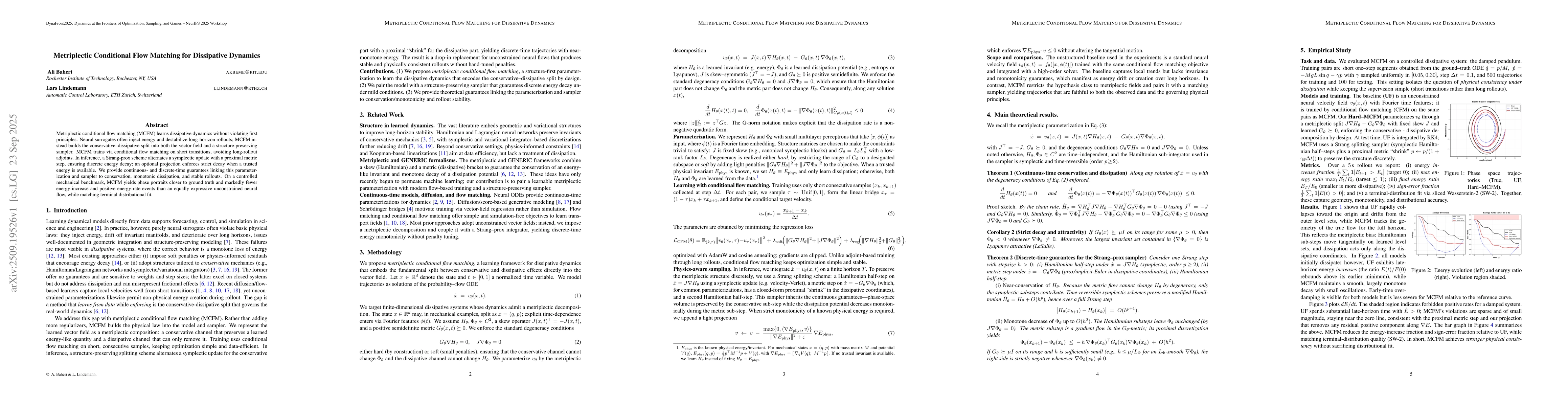 Thumbnail for Metriplectic Conditional Flow Matching for Dissipative Dynamics