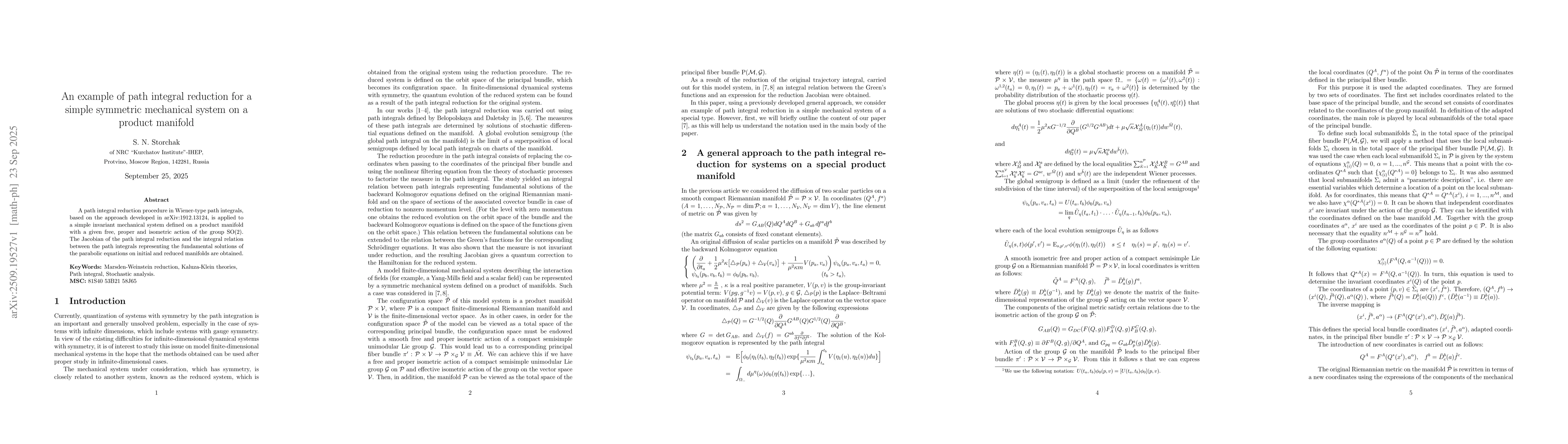 Thumbnail for An example of path integral reduction for a simple symmetric mechanical
  system on a product manifold
