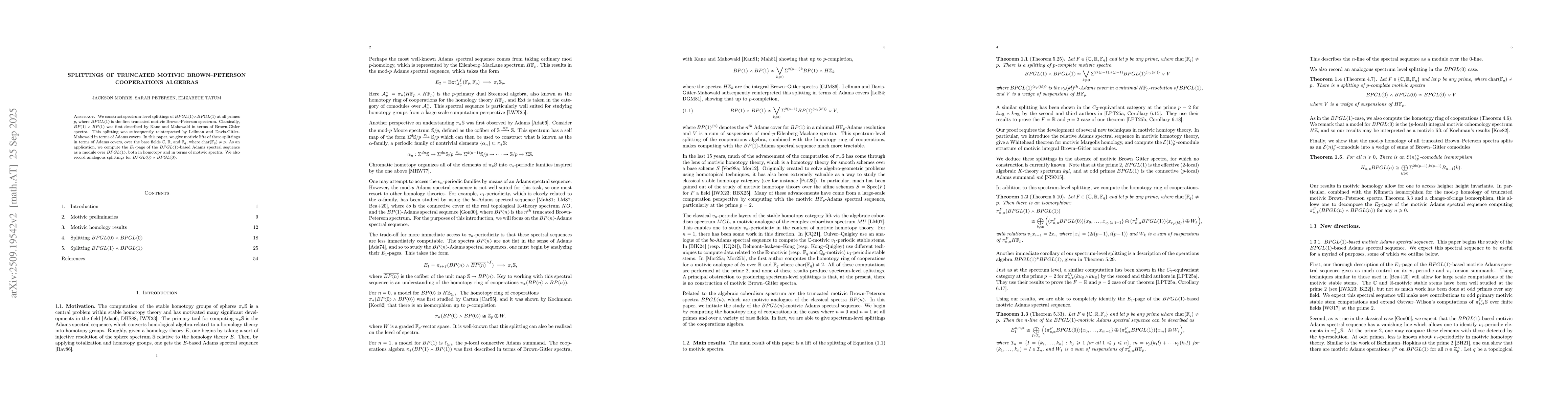 Thumbnail for Splittings of truncated motivic Brown--Peterson cooperations algebras