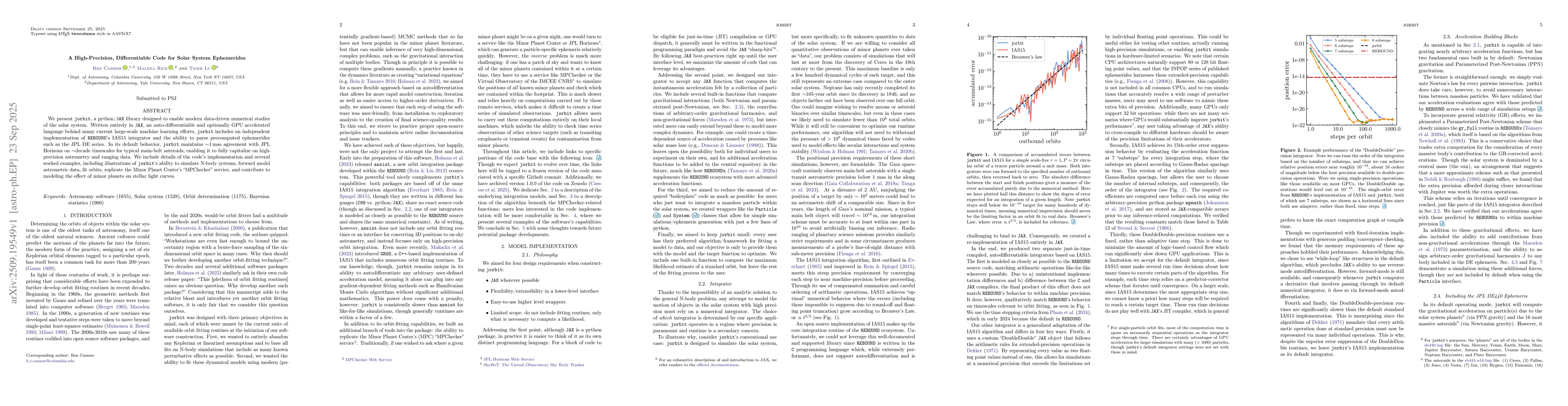 Thumbnail for A High-Precision, Differentiable Code for Solar System Ephemerides