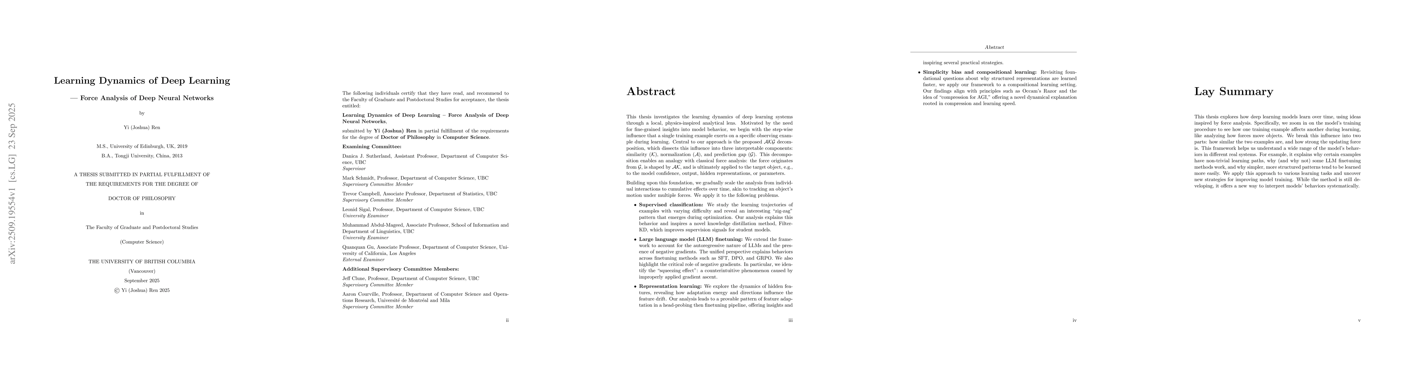 Thumbnail for Learning Dynamics of Deep Learning -- Force Analysis of Deep Neural
  Networks