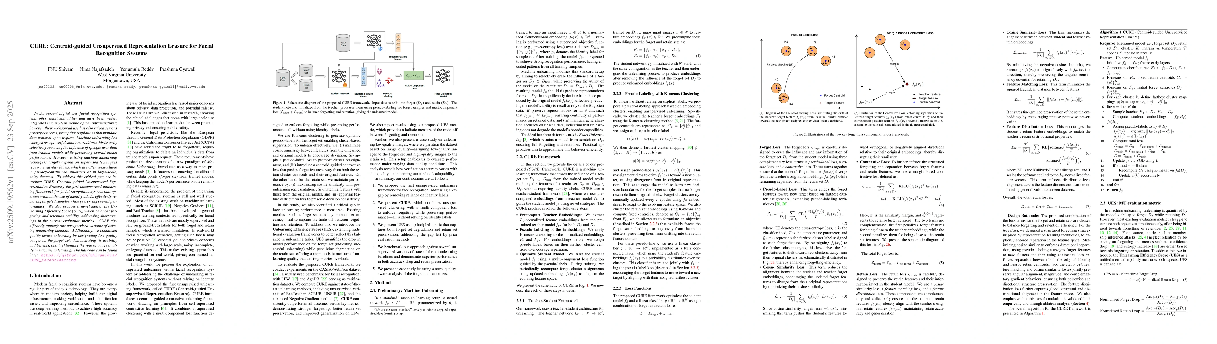 Thumbnail for CURE: Centroid-guided Unsupervised Representation Erasure for Facial
  Recognition Systems
