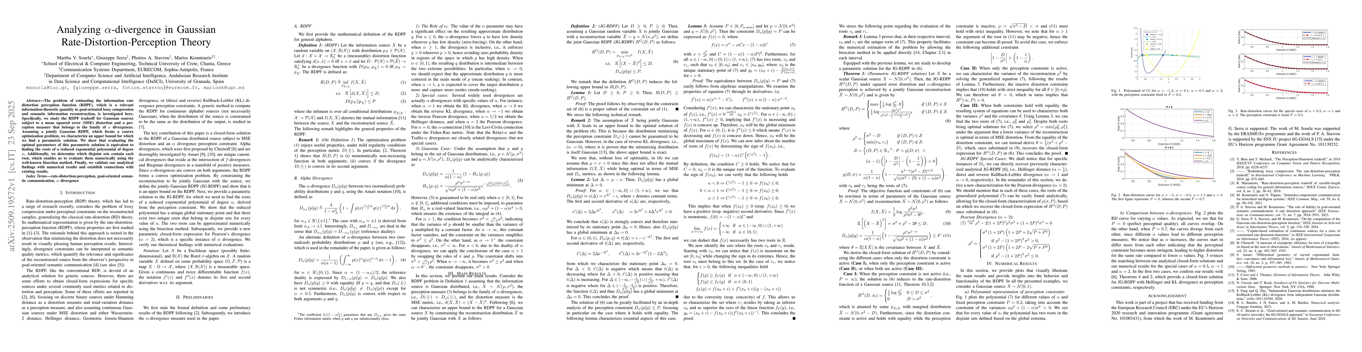 Thumbnail for Analyzing α-divergence in Gaussian Rate-Distortion-Perception
  Theory