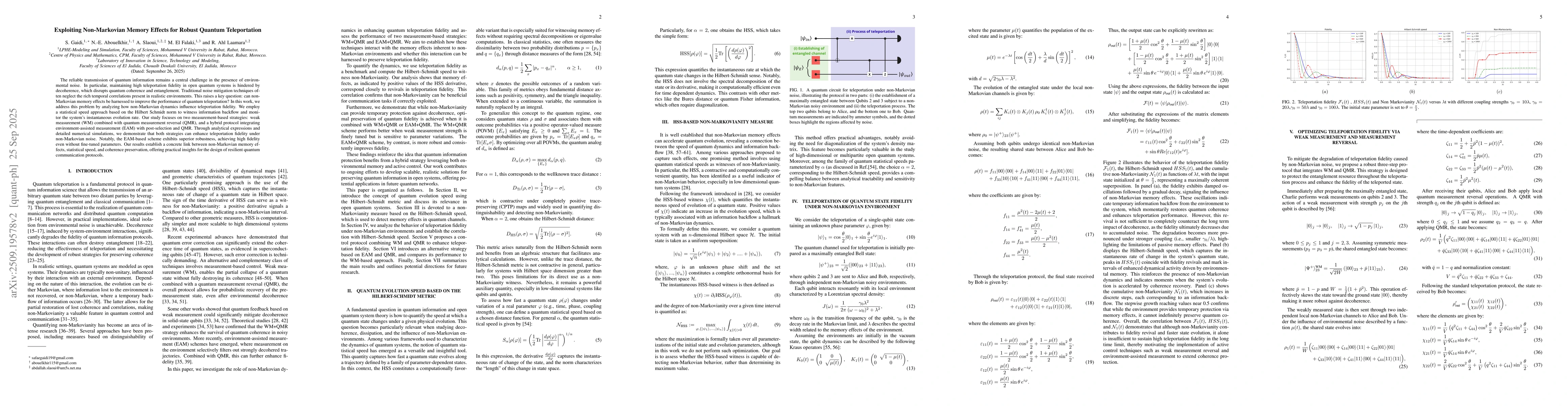 Thumbnail for Exploiting Non-Markovian Memory Effects for Robust Quantum Teleportation