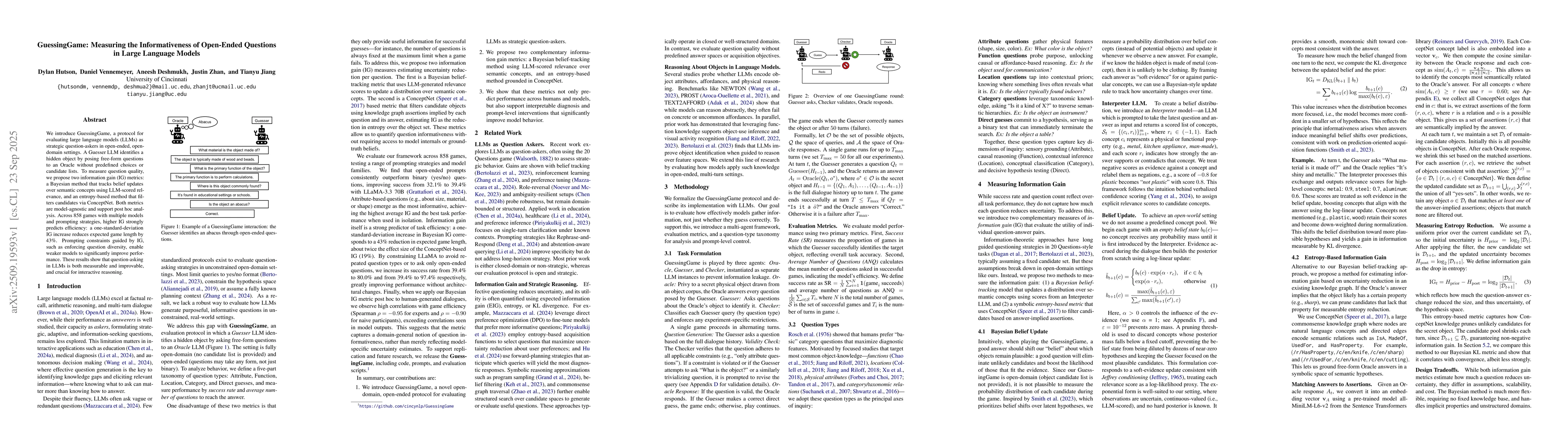 Thumbnail for GuessingGame: Measuring the Informativeness of Open-Ended Questions in
  Large Language Models