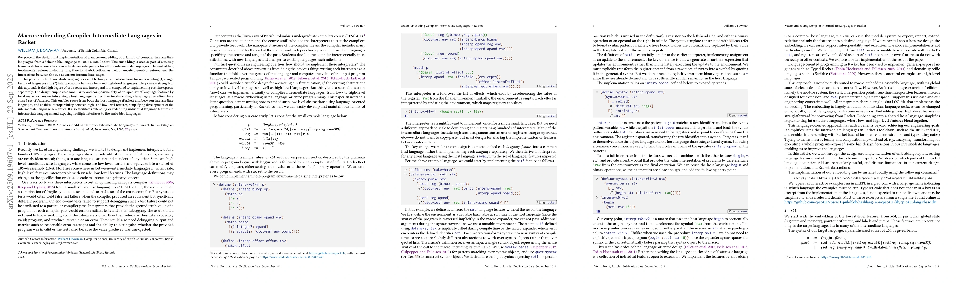 Thumbnail for Macro-embedding Compiler Intermediate Languages in Racket