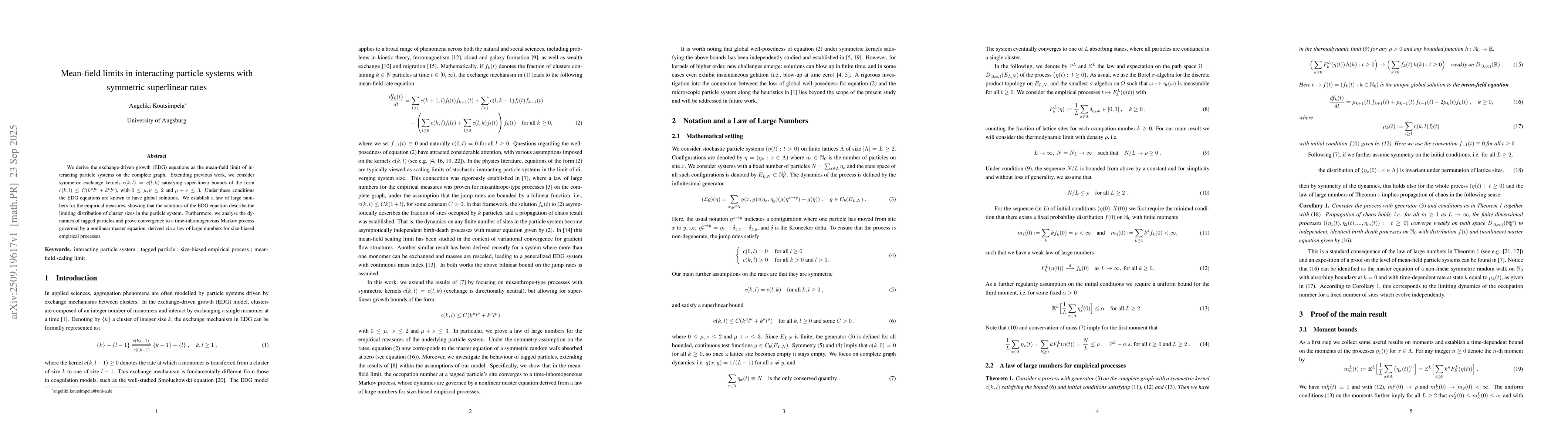 Thumbnail for Mean-field limits in interacting particle systems with symmetric
  superlinear rates