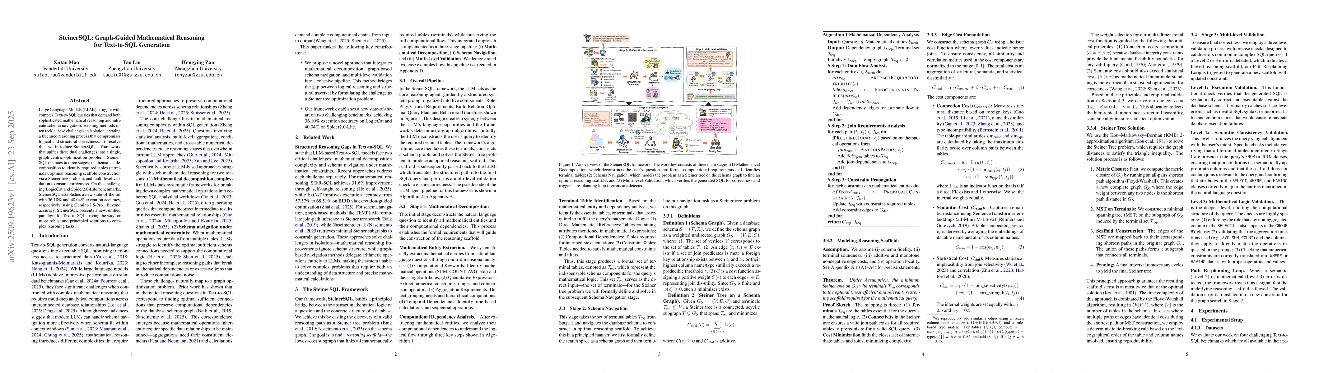 Thumbnail for SteinerSQL: Graph-Guided Mathematical Reasoning for Text-to-SQL
  Generation