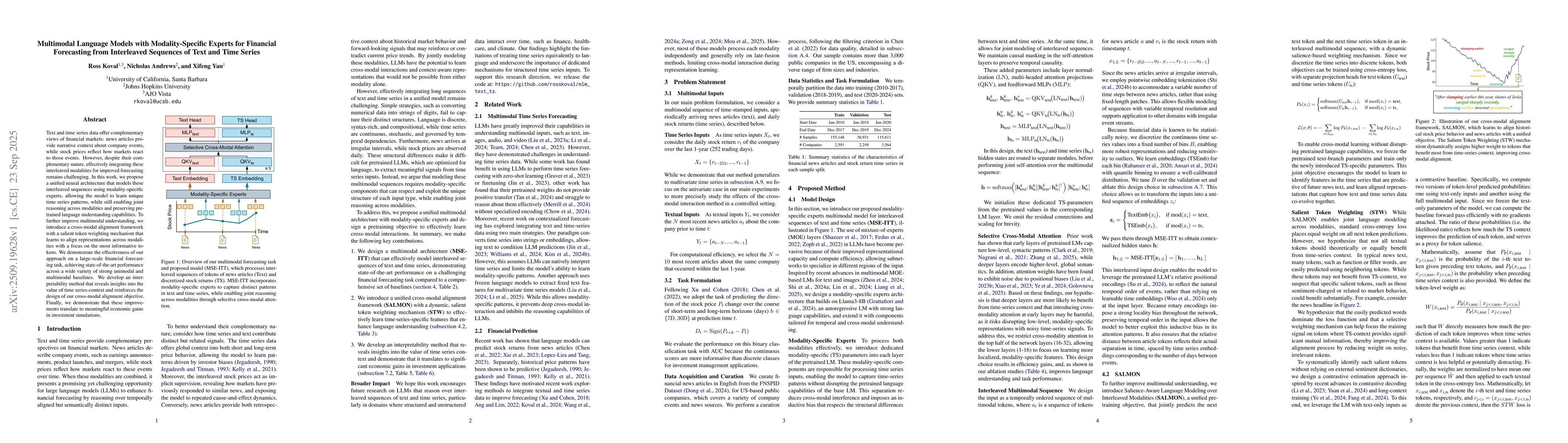 Thumbnail for Multimodal Language Models with Modality-Specific Experts for Financial
  Forecasting from Interleaved Sequences of Text and Time Series