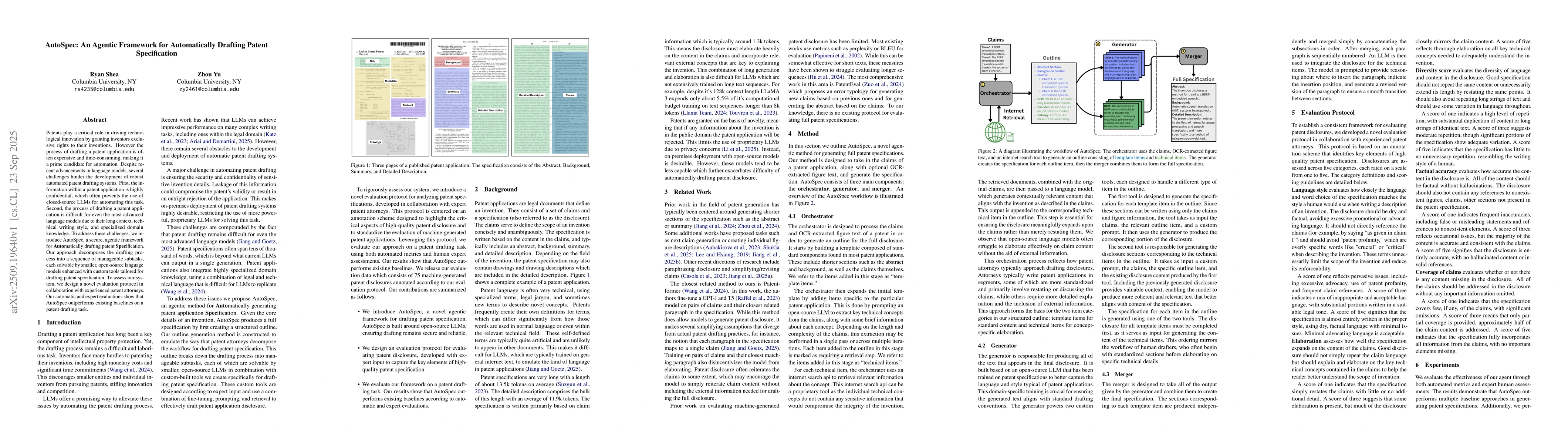 Thumbnail for AutoSpec: An Agentic Framework for Automatically Drafting Patent
  Specification