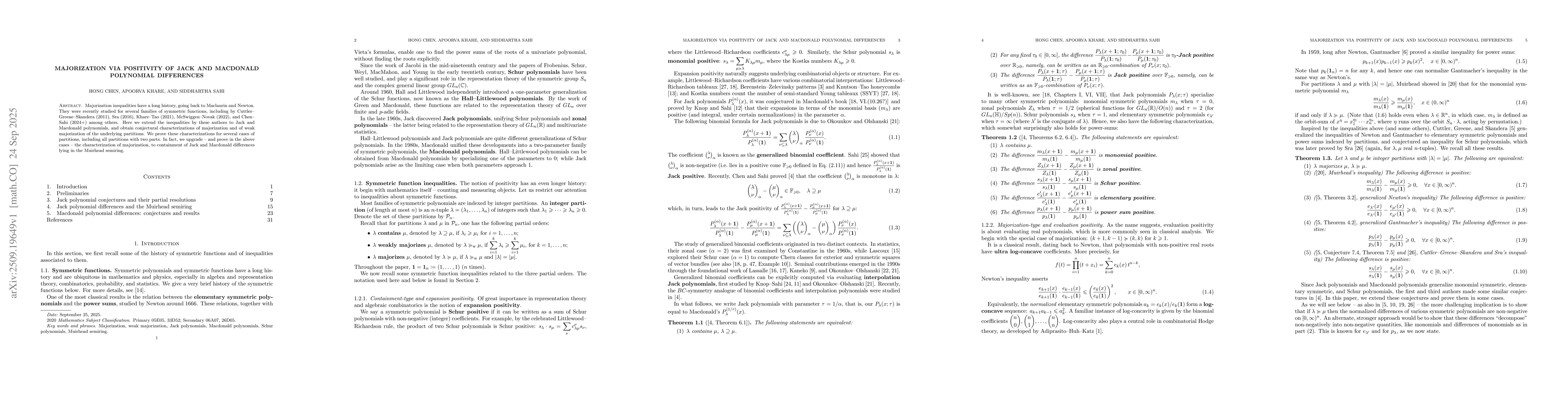Thumbnail for Majorization via positivity of Jack and Macdonald polynomial differences